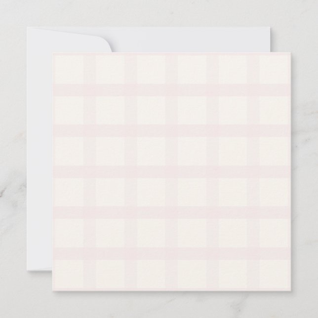 Carte Motif Gingham Blanc Crème et Champagne Rose (Devant)