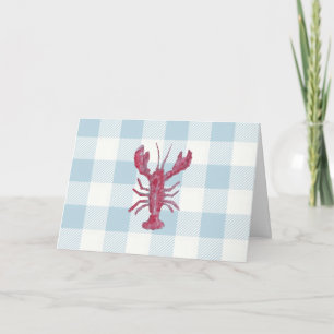 Carte Motif Gingham Bleu Homard Nautical