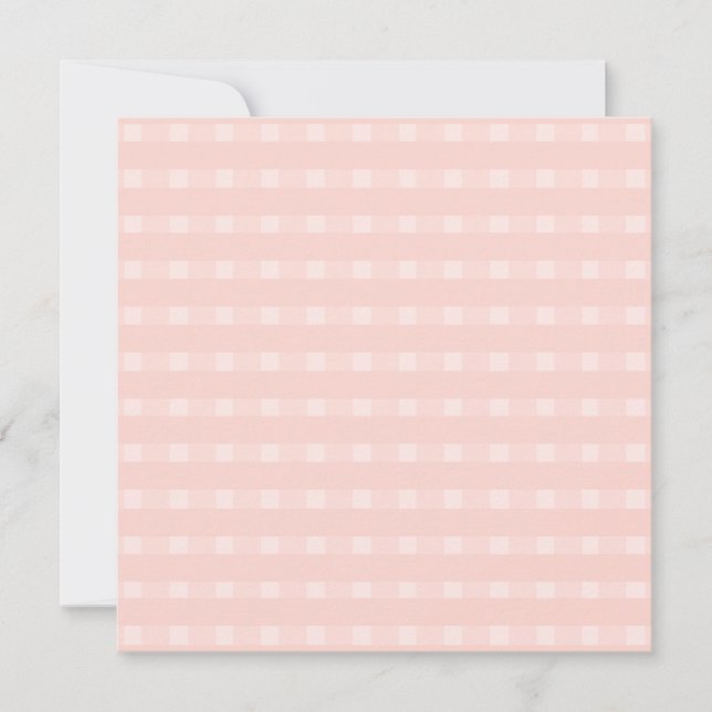 Carte Motif Gingham Rose Pâle Et Pêche Pastel (Devant)