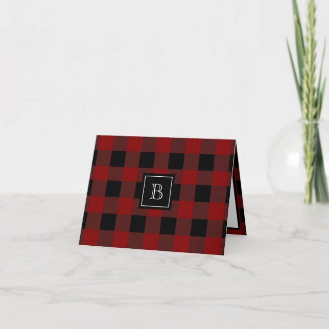 Carte Motif initial monogrammé à carreaux rustique Buffa (Devant)