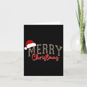 Carte Motif Joyeux Noël Xmas Famille Léopard Mignon W