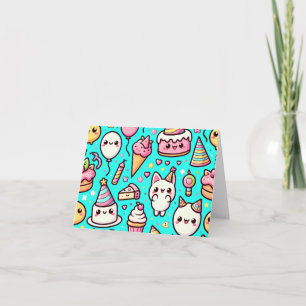 Carte Motif Kawaii Anniversaire