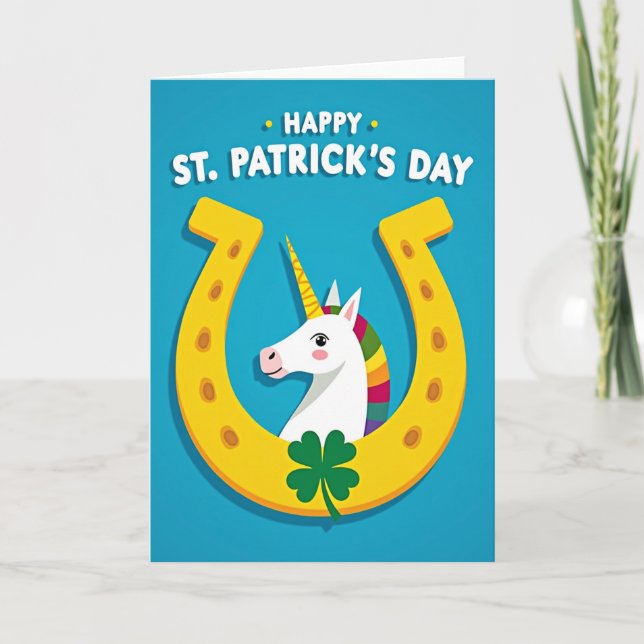 Carte motif licorne chanceuse (Devant)
