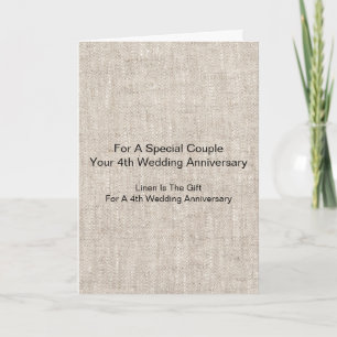 Carte Motif Linen Personnalisé 4ème anniversaire Mariage