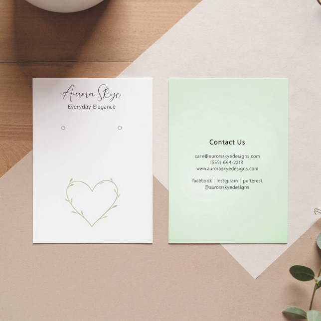 Carte Motif minimaliste en feuillage beige (Heart Foliage Pattern)
