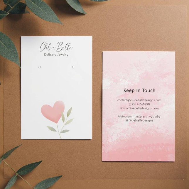 Carte Motif minimaliste Neutre Coeur de Foliage (Heart Foliage Pattern)