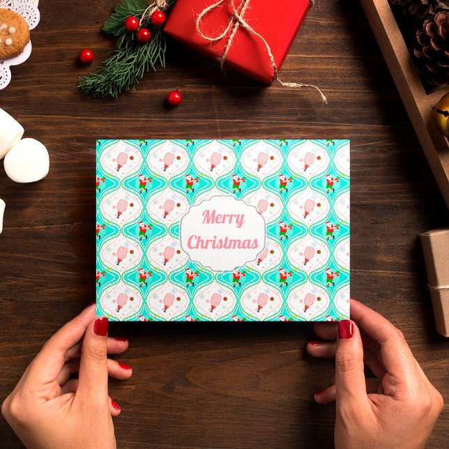 Carte Motif Ogee de Noël Santa Pickleball (Créateur téléchargé)