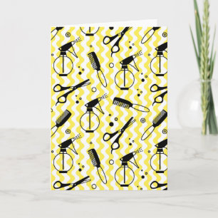Carte Motif Outil de coiffeur jaune