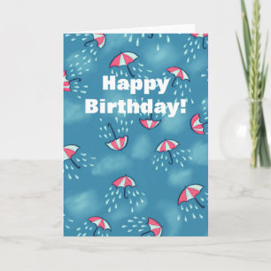 Carte Motif parapluie de pluie amusante Anniversaire