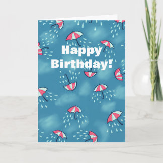 Carte Motif parapluie de pluie amusante Anniversaire