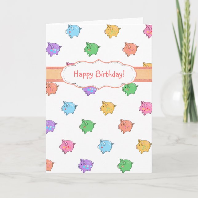 Carte Motif Pastel Pig (Devant)