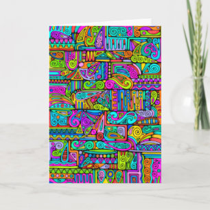 Carte Motif Peint À La Main Et Numériquement Art 5