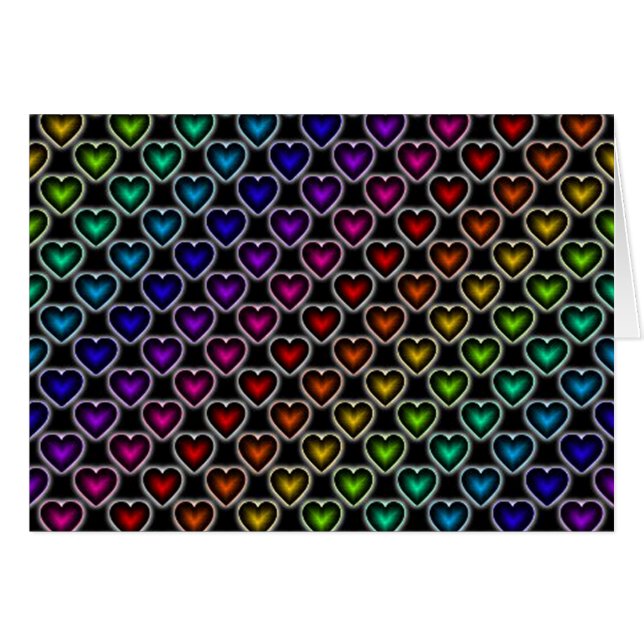 Carte Motif Rainbow Hearts (Devant Horizontal)