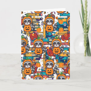 Carte Motif Rétro Professeur Pommes Livres Crayons