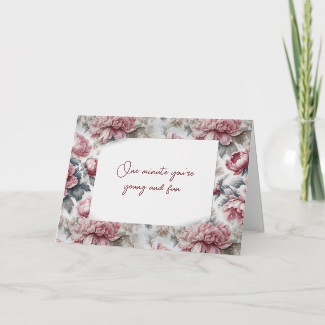 Carte Motif rose Peony Pour Avoir Un Anniversaire D'Humo (Devant)