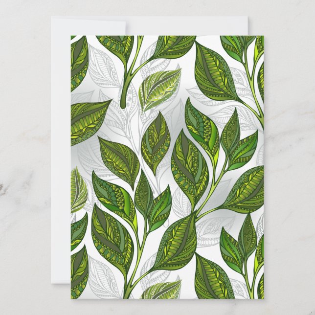 Carte Motif sans couture avec Feuilles de thé vert (Devant)