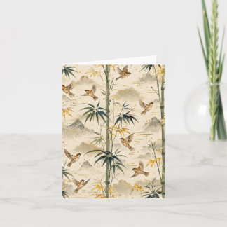 Carte Motif sans couture Bamboo et Moineau Japonais – Bo