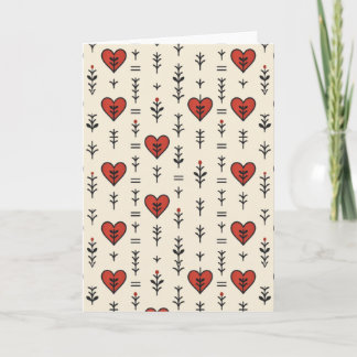 Carte Motif sans couture de cœur folklorique