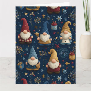 Carte Motif sans couture de gnomes de fête