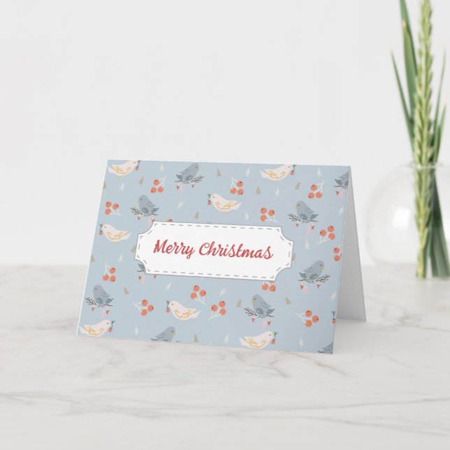 Carte Motif sans couture d'oiseaux de Noël pastel (Devant)
