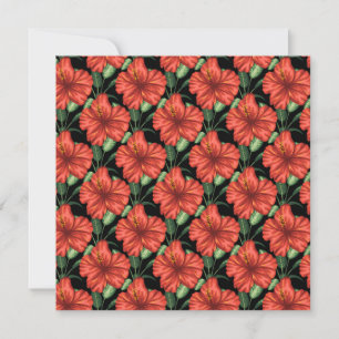 Carte Motif sans couture Fleurs rouges tropicales feuill