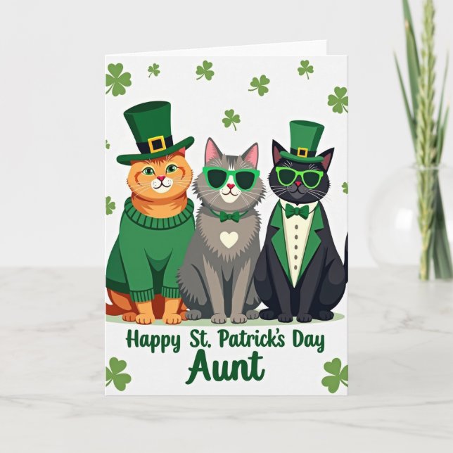 Carte motif Shamrocks Chatons Verts (Devant)