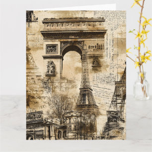 Carte Motif Vintage Paris – Décoration Maison Tour Eiffe