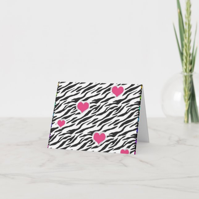 Carte Motif Zebra Hearts (Devant)