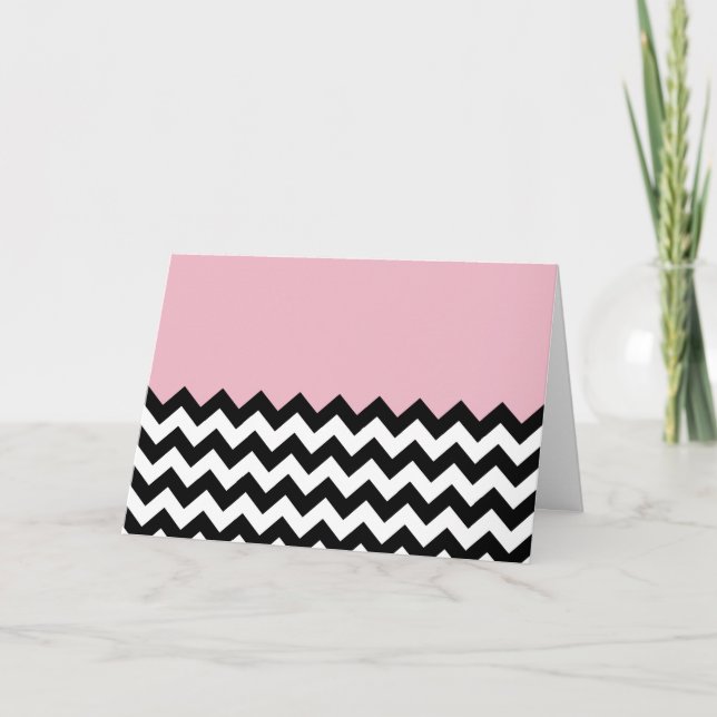 Carte Motif Zigzag noir et blanc, Chevron, rose (Devant)