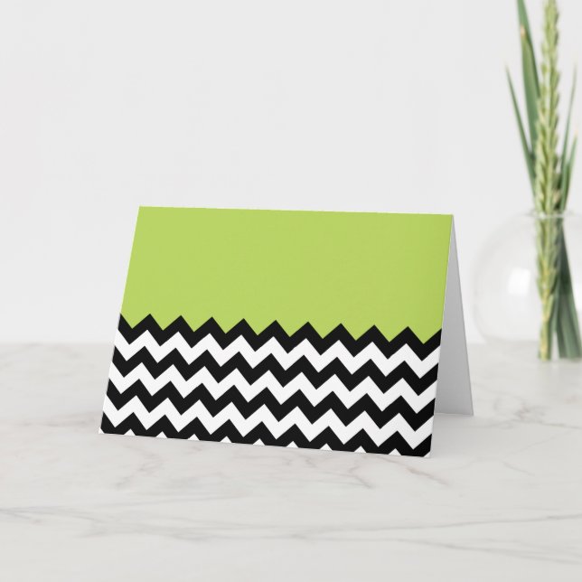 Carte Motif Zigzag noir et blanc, Chevron, Vert (Devant)