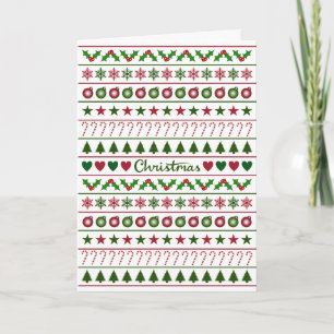 Carte Motifs de Noël Amour Motif Vert Blanc Rouge