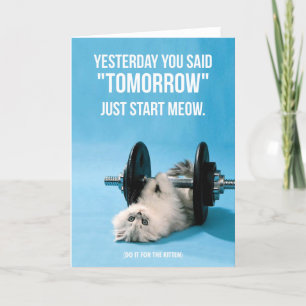 Carte Motivation amusante de l'entraînement - Chat - Com
