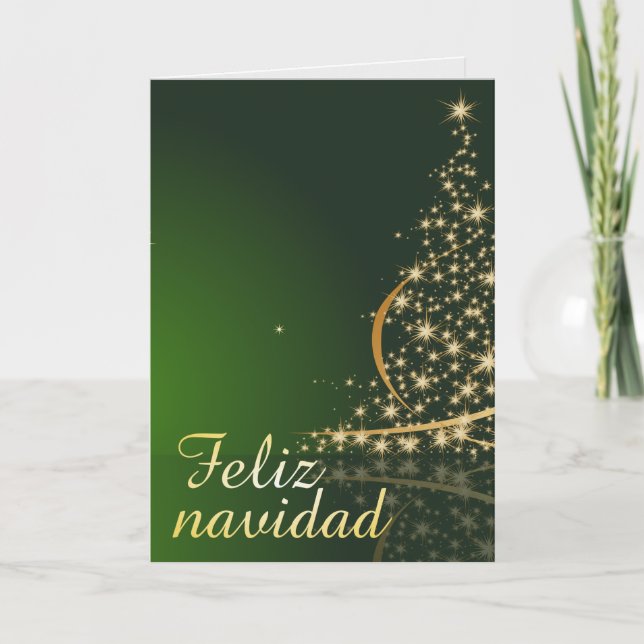 Carte Motivo navideño verde con arbol de navidad. (Devant)
