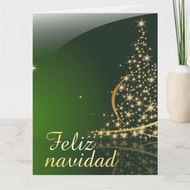 Carte Motivo navideño verde con arbol de navidad. V2.0 (Devant)