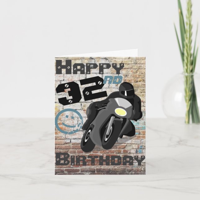 Carte Moto 'Anniversaire 32nf Toujours Compris (Devant)
