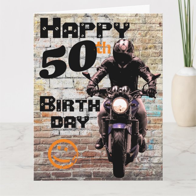 Carte Moto 'Anniversaire 50e Toujours Compris (Devant)