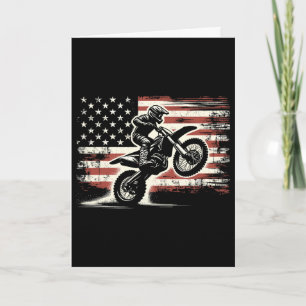 Carte Moto Cross American Flag Motocross Biker Vintage É