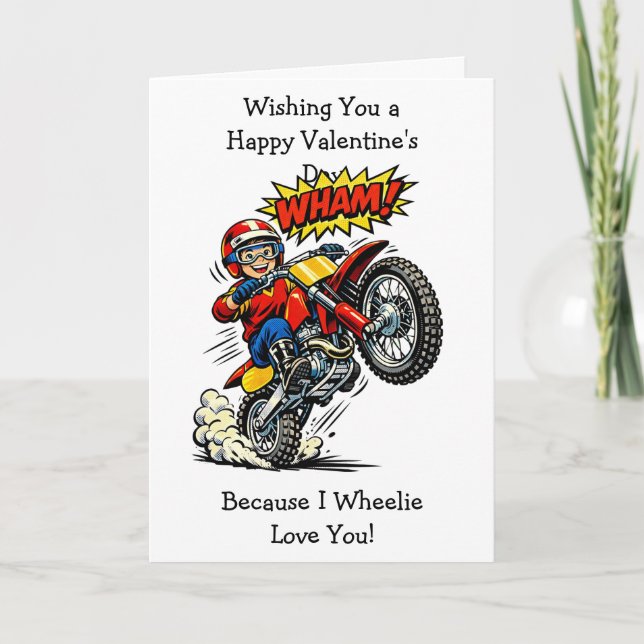 Carte Moto Cross Wheelie Love You | Valentine's Day (Devant)