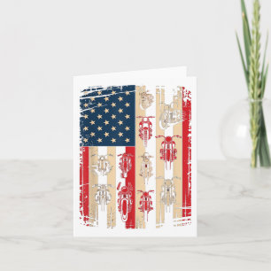 Carte Moto Drapeau vintage Américain Usa 4e