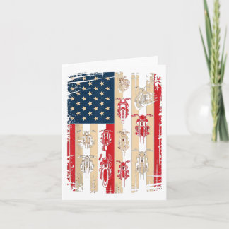 Carte Moto Drapeau vintage Américain Usa 4e