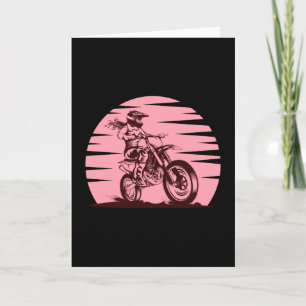 Carte Motocross Girl Retro rose Vintage
