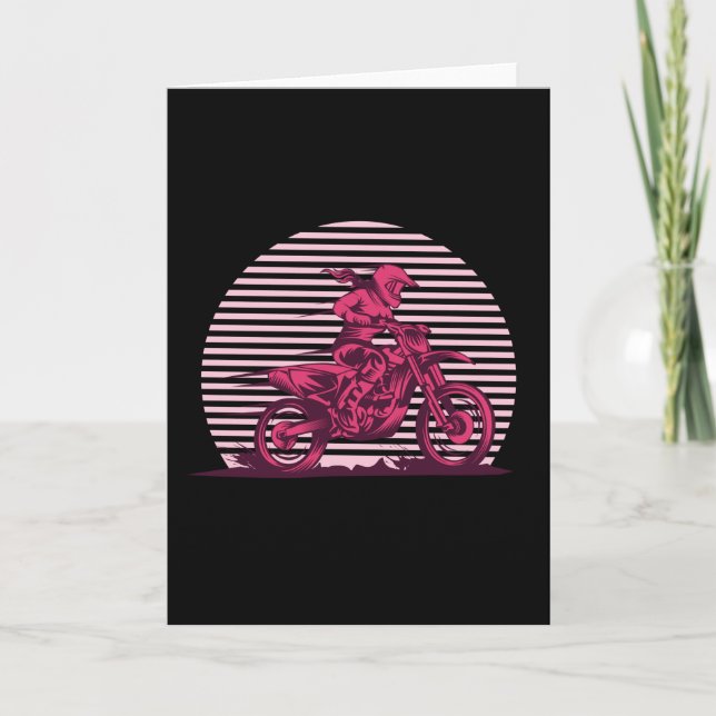 Carte Motocross Girl Retro Vintage (Devant)