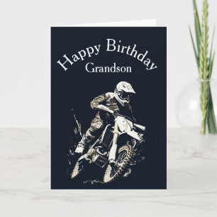 Carte Motocross Grandson Anniversaire Sport Motorcycle C