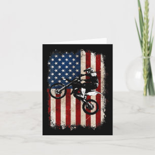 Carte Motocross Vélo Drapeau Américain Motard 4 Juillet