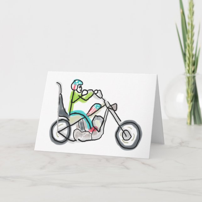 Carte Motocyclette Chopper Stickman (Devant)