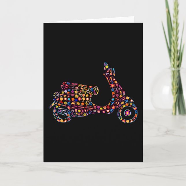 Carte Motocyclette Motif à fleurs (Devant)