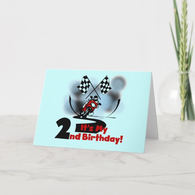 Carte Motorcycle Racing 2e Anniversaire Tshirts et cadea (Devant)