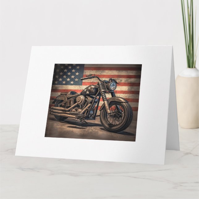 Carte Motorcycle USA Drapeau Retro Biker (Devant)