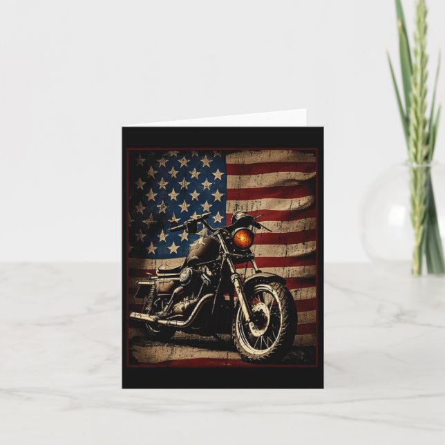 Carte Motorcycle Usa Drapeau Retro Biker (Devant)