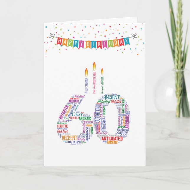 Carte Mots Cloud Jalons 60 - Anniversaire (Devant)